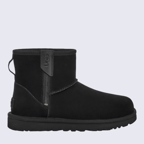 UGG Shoes - Women's UGG Classic Mini Bailey Zip Boot, Black Suede. 1151230